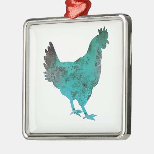 Chicken Hen Blauwgroen Blue op witte achtergrond Metalen Ornament (Links)