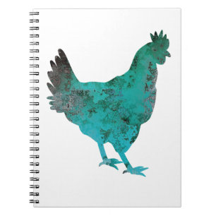 Chicken Hen Blauwgroen Blue op witte achtergrond Notitieboek