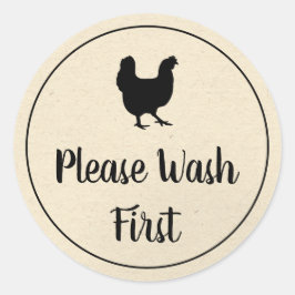 Chicken Hen Fresh Boerderij Eggs Carton Wash First Ronde Sticker