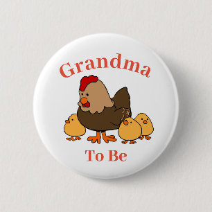 Chicken Hen Grandma om Baby shower Button te worde