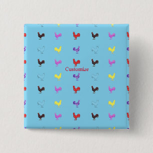 Chicken Hens Thunder_Cove Vierkante Button 5,1 Cm