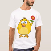 Chicken Holding A Flower Mannen T-Shirt (Voorkant)