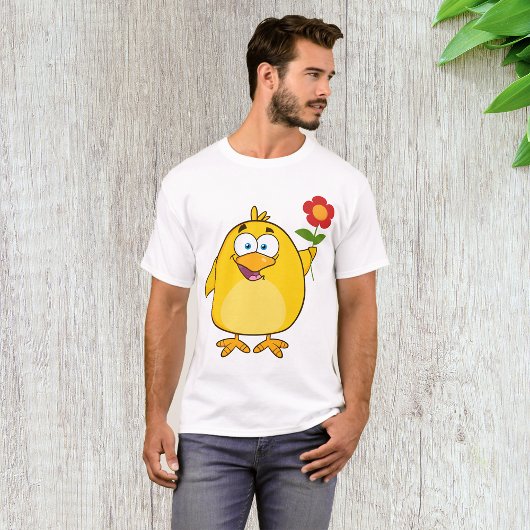 Chicken Holding A Flower Mannen T-Shirt