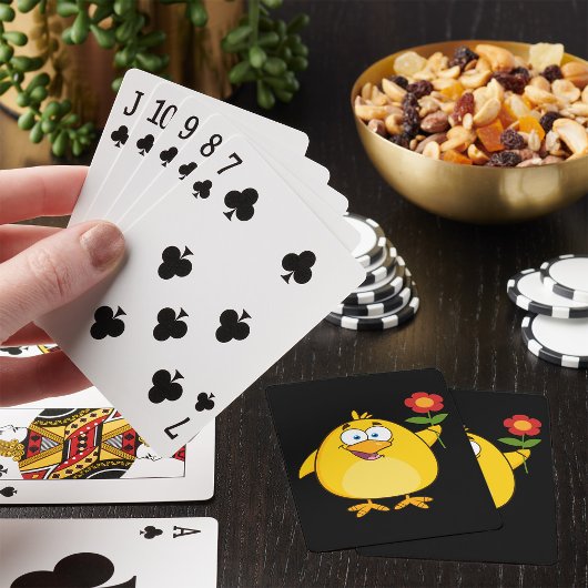 Chicken Holding A Flower Spelling Cards Pokerkaarten