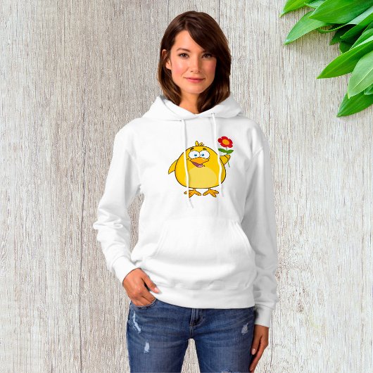 Chicken Holding A Flower Womens Hoodie