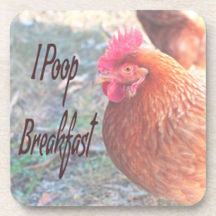 Chicken I poop Breakfast Funny Humor Bier Onderzetter