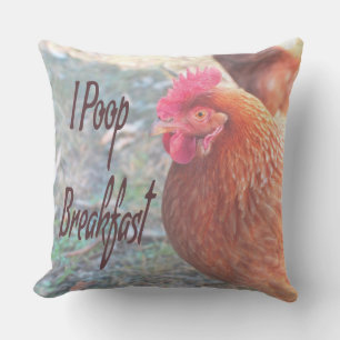 Chicken I poop Breakfast Funny Humor Kussen