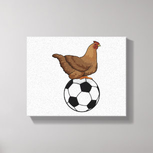 Chicken in Soccer Sports Canvas Afdruk