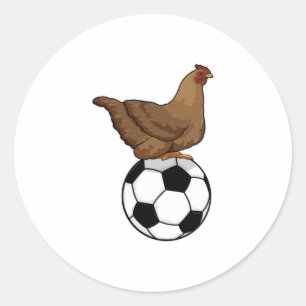 Chicken in Soccer Sports Ronde Sticker