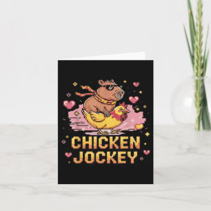 Chicken Jockey Capybara Rijden Pixel Art Gamer Mem Kaart