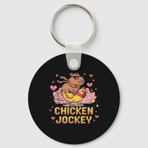 Chicken Jockey Capybara Rijden Pixel Art Gamer Mem Sleutelhanger