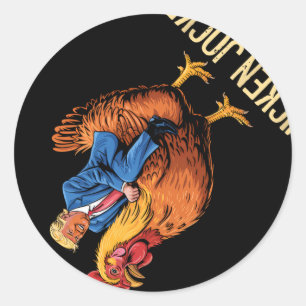 Chicken Jockey Trump Funny Meme 3 Ronde Sticker