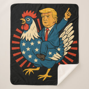Chicken Jockey Trump Funny Meme Sherpa Deken