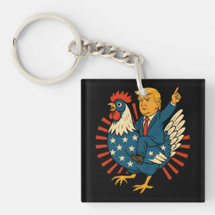 Chicken Jockey Trump Funny Meme Sleutelhanger