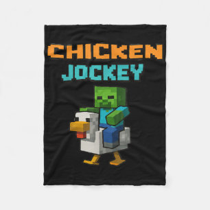 Chicken Jockey Zombie Pixel Art Zombie Gamer Grapp Fleece Deken