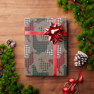 Chicken Kerstmis Pset Burlap Cadeaupapier