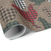 Chicken Kerstmis Pset Burlap Cadeaupapier (Rol Hoek)