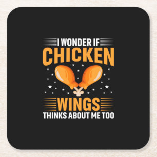 Chicken Lover Kippen Wing Vierkante Kartonnen Onderzetter