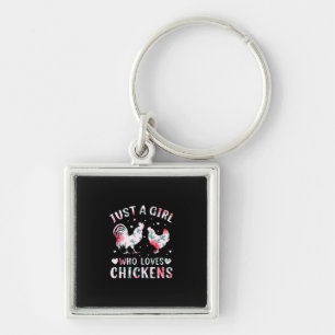 Chicken Lover   Meisje dat van kippen houdt Sleutelhanger