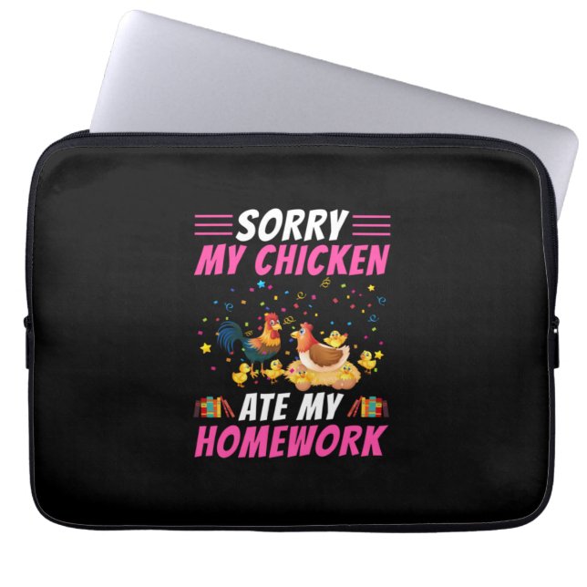 Chicken Lover | Mijn Chicken Ate My Homework Laptop Sleeve (Voorkant)