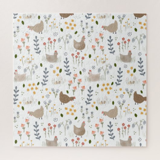 Chicken Lovers Boerderij Dier Bloemen Legpuzzel (Verticaal)