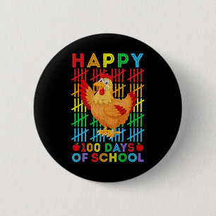 Chicken Lovers Teacher Student Happy 100 Days of S Ronde Button 5,7 Cm