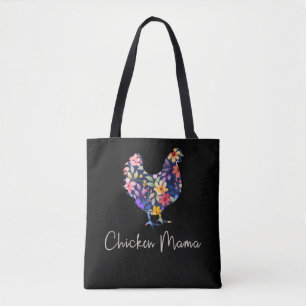 Chicken mama hen bloemen boer schatkip draagtas