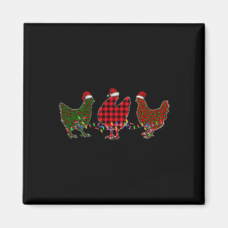 Chicken Merry Christmas Red Green Leopard Plaid Xm Magneet