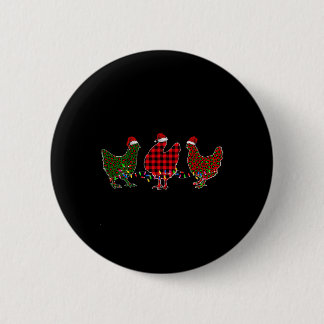 Chicken Merry Christmas Red Green Leopard Plaid Xm Ronde Button 5,7 Cm