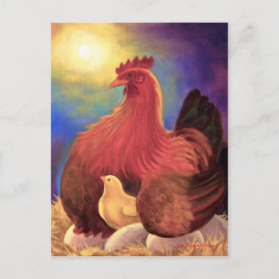Chicken met Chick Boerderij Art - Multi Briefkaart