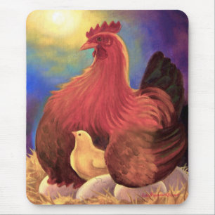 Chicken met Chick Boerderij Art - Multi Muismat