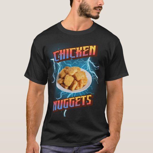 Chicken Nuggets Funny Heavy Metal, Rap Bootleg Sty T-shirt (Voorkant)