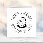 Chicken on Nest with Eggs Round Address Zelfinktende Stempel