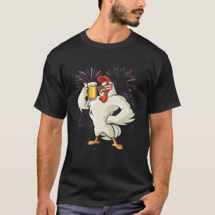 Chicken Patriotic Merica 4th of Juli Beer USA Amer T-shirt