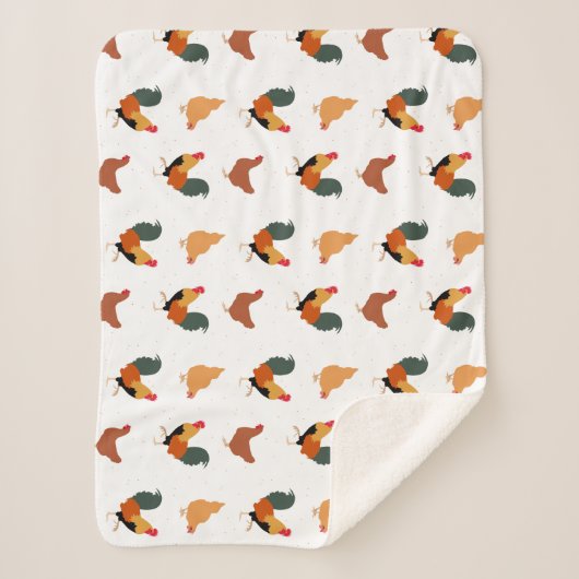 Chicken Patterned Sherpa Deken (Voorkant)