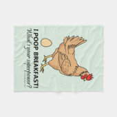 Chicken Poops Breakfast Funny Design Blue Fleece Deken (Voorkant (Horizontaal))