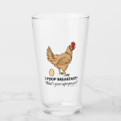 Chicken Poops Breakfast Funny Design Glas (Voorkant)