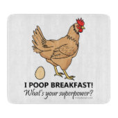 Chicken Poops Breakfast Funny Design Snijplank (Voorkant)
