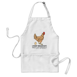 Chicken Poops Breakfast Funny Design Standaard Schort