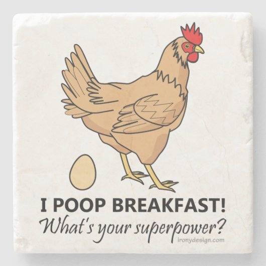 Chicken Poops Breakfast Funny Design Stenen Onderzetter (Voorkant)