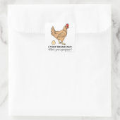 Chicken Poops Breakfast Funny Design Vierkante Sticker (Tas)