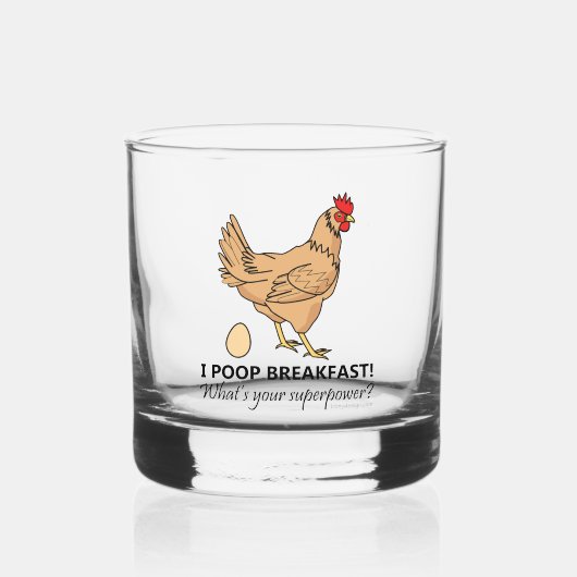 Chicken Poops Breakfast Funny Design Whisky Glas (Voorkant)