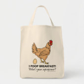 Chicken Poops Breakfast Funny Tote Bag (Voorkant)