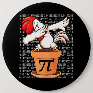 Chicken Pot Pi Shirt Pi Day 2023 Funny Wiskunde 3 Ronde Button 6,0 Cm