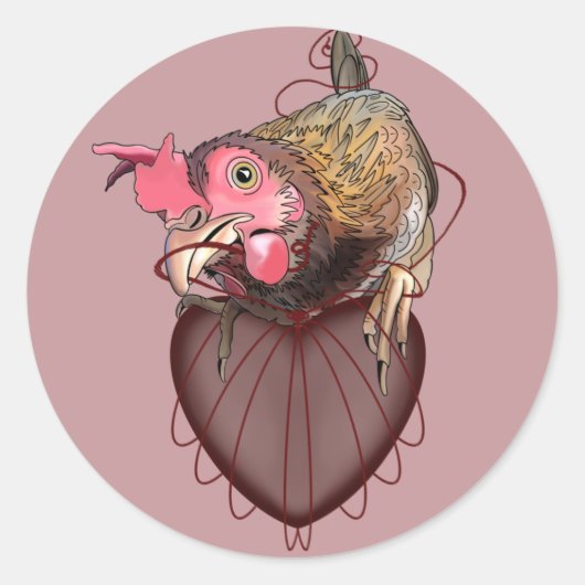 Chicken Pulling Heartstrings Ronde Sticker (Voorkant)