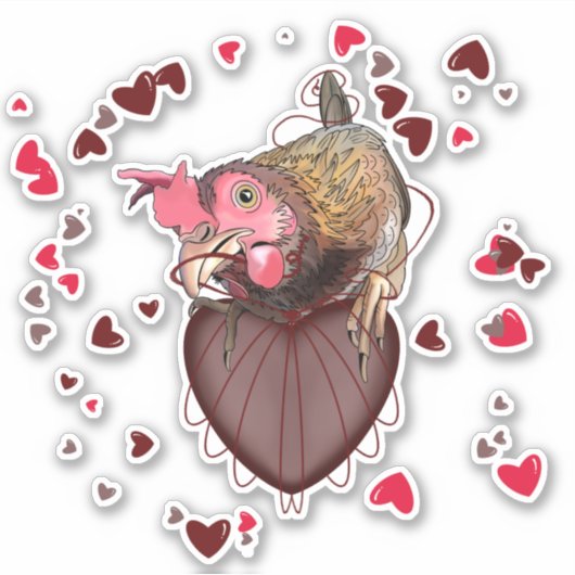 Chicken Pulling Heartstrings Sticker (Voorkant)