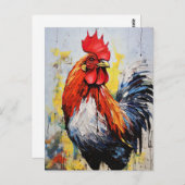 Chicken Rooster Art Briefkaart (Voorkant / Achterkant)