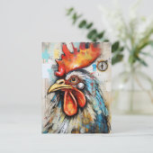 Chicken Rooster Art Briefkaart (Staand voorkant)