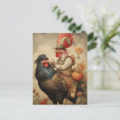 Chicken Rooster Art Briefkaart (Staand voorkant)