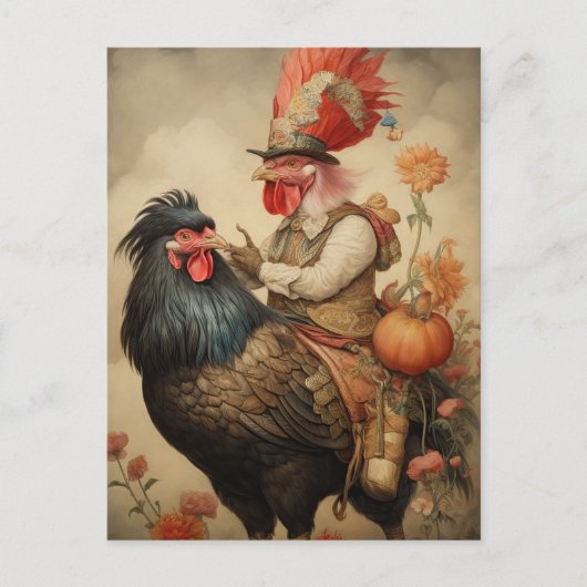Chicken Rooster Art Briefkaart (Voorkant)